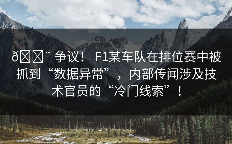 🚨 争议！ F1某车队在排位赛中被抓到“数据异常”，内部传闻涉及技术官员的“冷门线索”！
