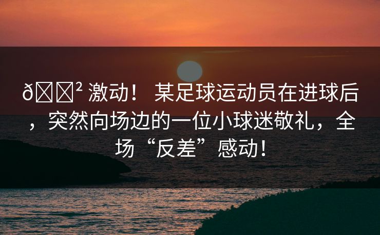 😲 激动！ 某足球运动员在进球后，突然向场边的一位小球迷敬礼，全场“反差”感动！